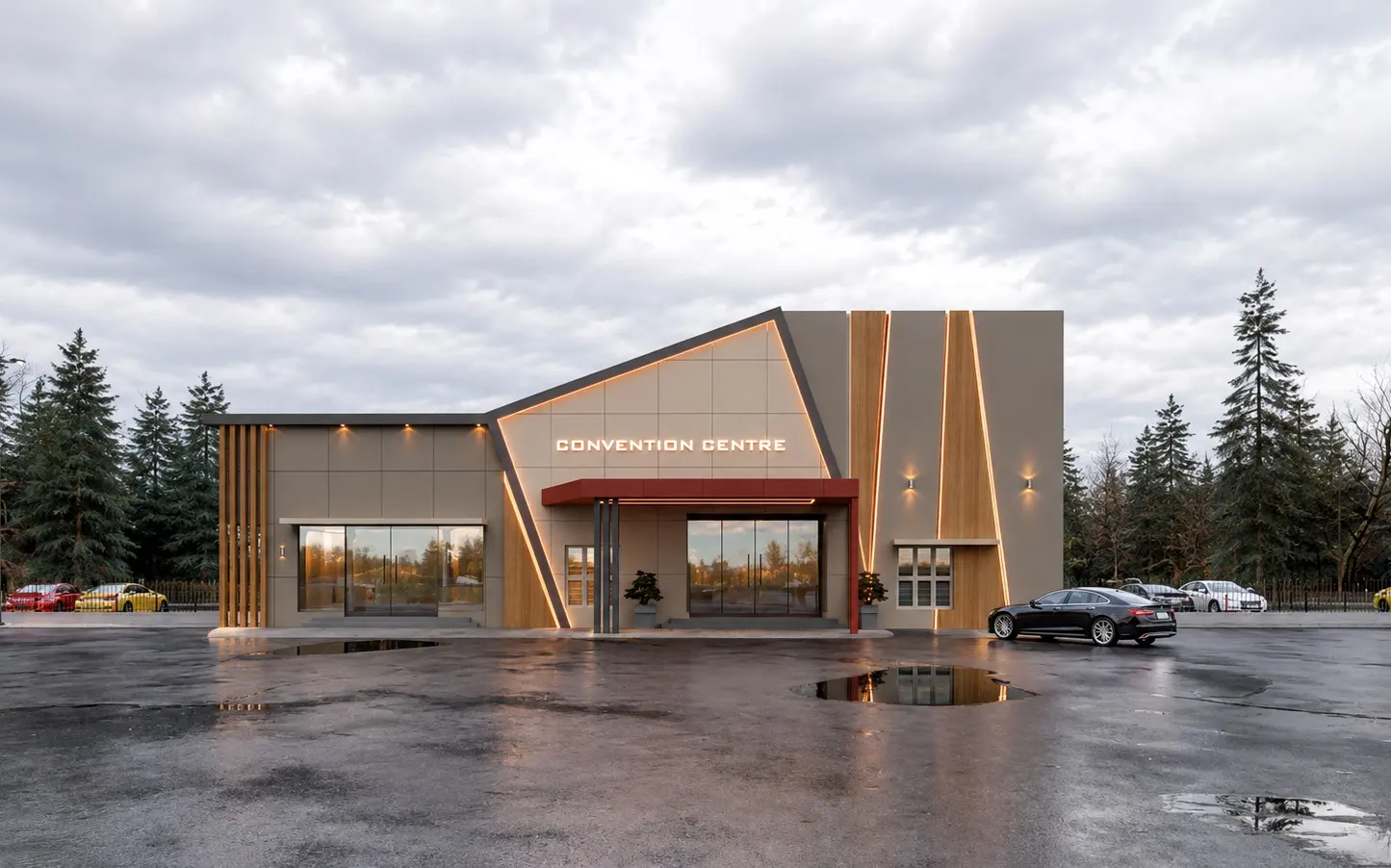 3D design of a convention centre entrance